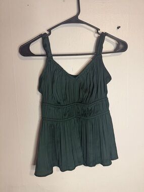 Old Navy Dark Green Pleated V-Neck Camisole